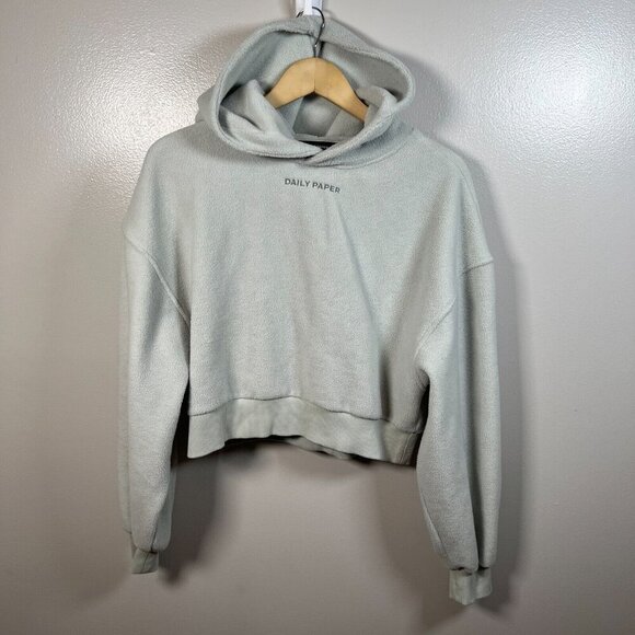 Daily Paper Rayen Crop Hoodie Sweatshirt Womens Size Small Fleece Blue Comfy - Picture 1 of 10